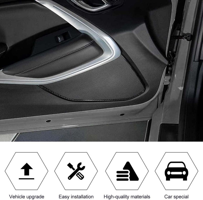 RT-TCZ Carbon Fiber Door Interior Trim Cover Decor Audio Speaker Panel Interior Accessories for Chevrolet Camaro 2017-2022 - Image 4
